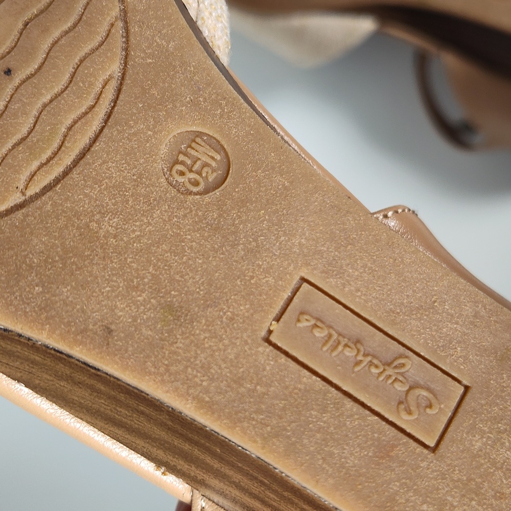 Seychelles d'orsay ankle strap wedge sandals flats 8.5 wide - Picture 13 of 14